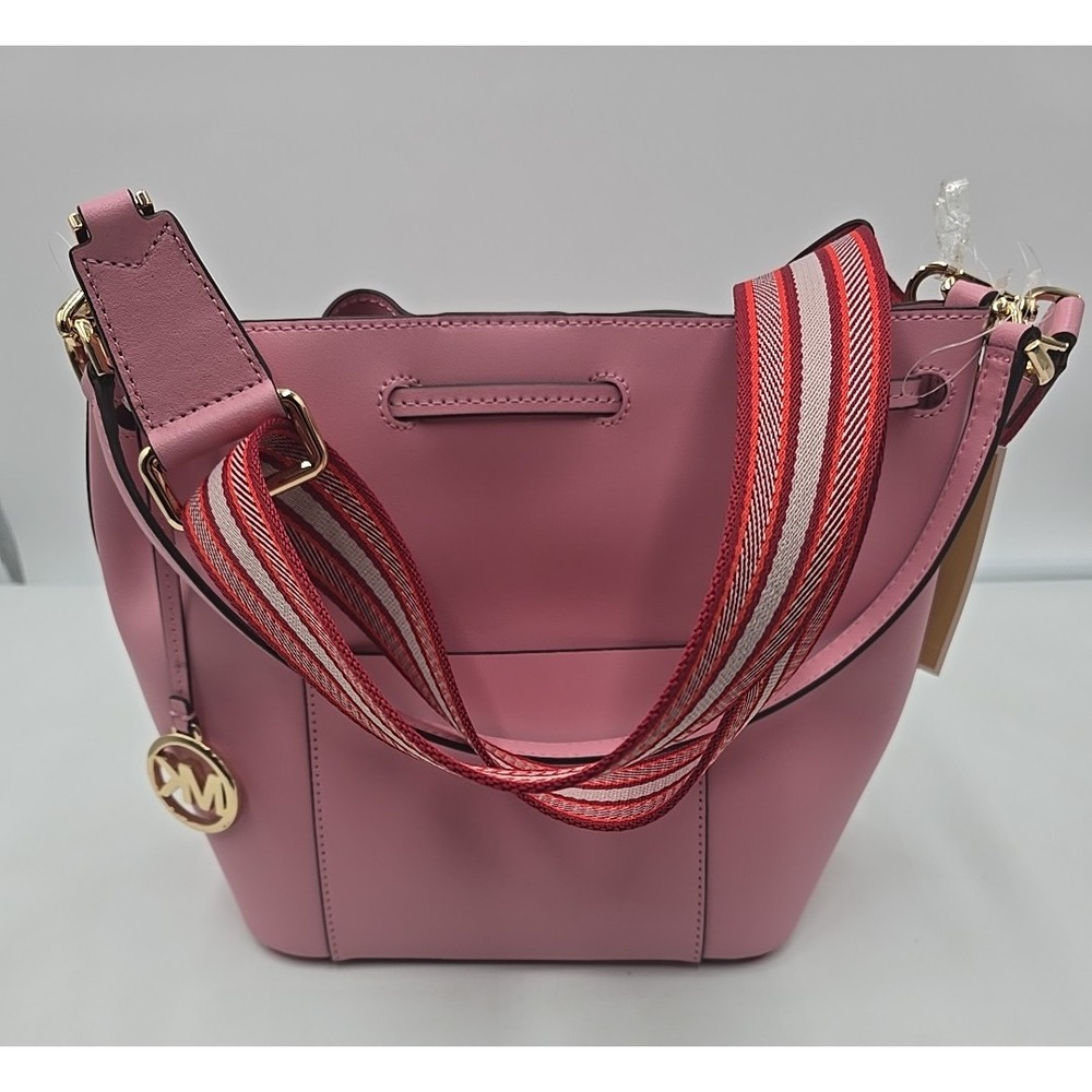 NEW MICHAEL Michael Kors Eden Medium Leather Pink Bucket Shoulder Bag MSRP $398. - Picture 9 of 16